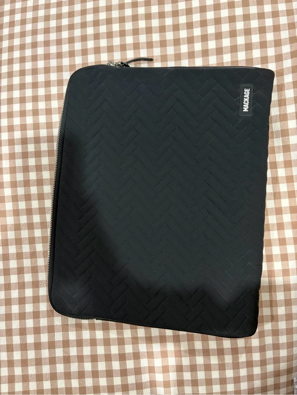 MACKAGE LAPTOP SLEEVE excellent condition. Black Quilted with leather trim
